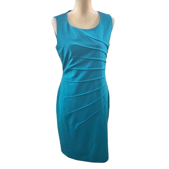 Calvin Klein Teal Starburst Sheath Dress Sz 8 - Picture 3 of 11